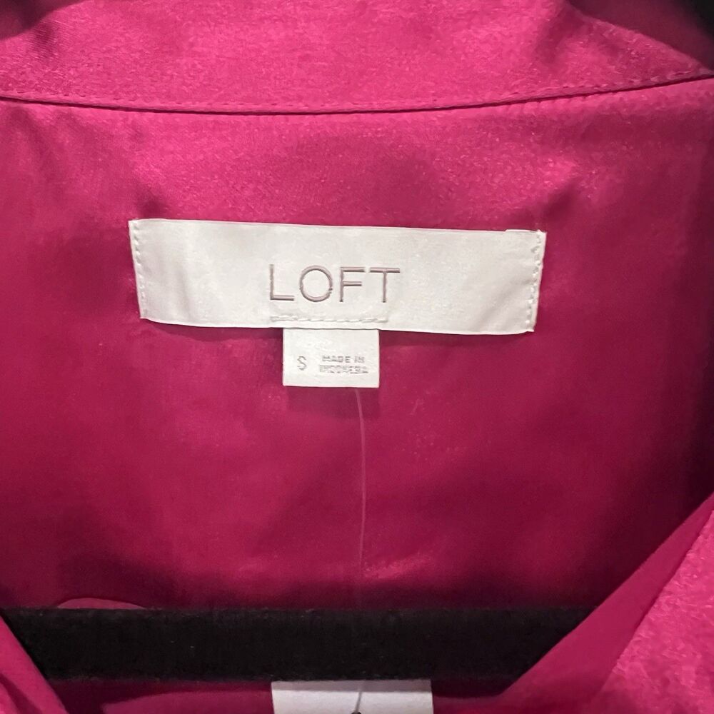 Loft Women’s Boxy Oversized Pink Button Up Shirt Small - Picture 2 of 8